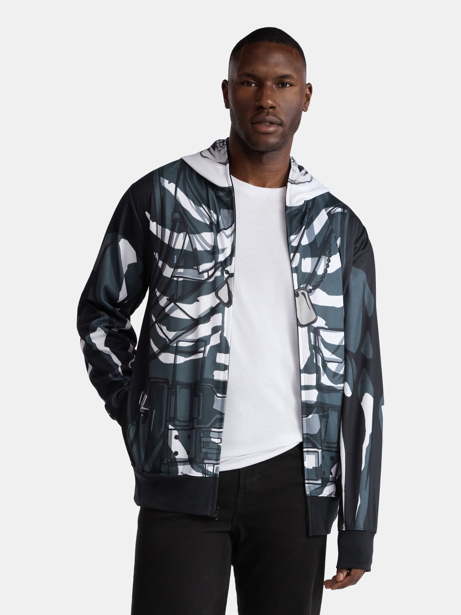 Fortnite, Men's & Big Men's Halloween Cosplay Hoodie, Skull Trooper, Sizes S-3XL
