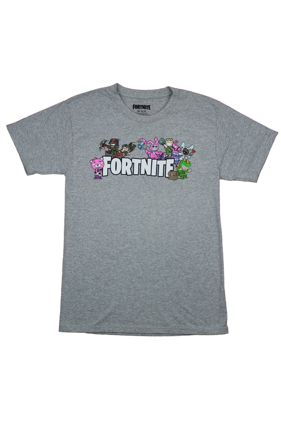 Mens T-Shirt  - Chibi Characters Allover Block Letter Logo (X-Large)