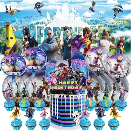 Fortnite Party Supplies Decor Tableware Backdrop Banner Cake Topper Balloons Birthday Decorations
