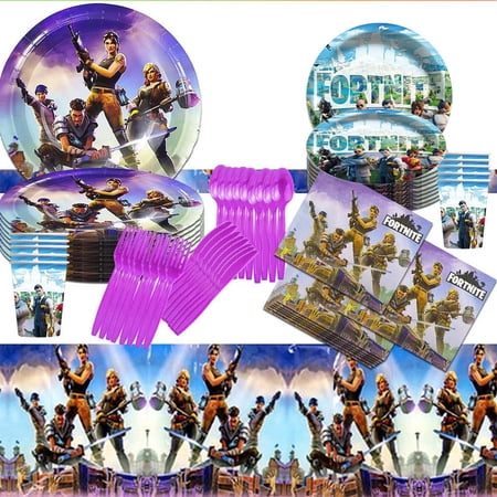 Fortnite Party Tableware Set Plates Cup Kit Birthday Supplies Decorations Disposable Dinnerware