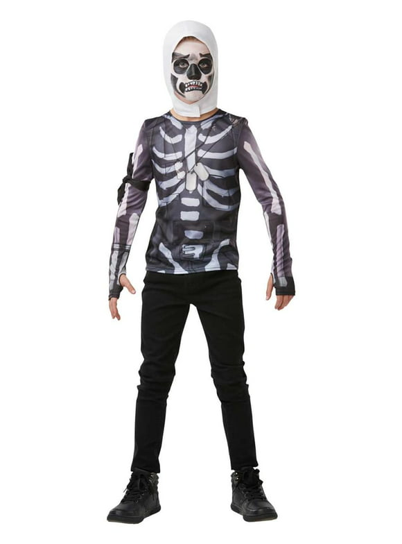 Fortnite Skull Trooper Teen Costume Top & Hood - 13-14 yrs