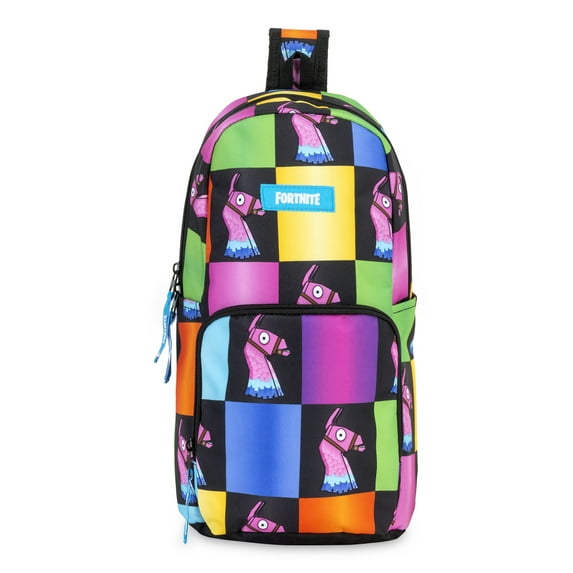 Fortnite Unisex Amplify Rainbow Checkered Sling Backpack with Padded Adjustable Strap