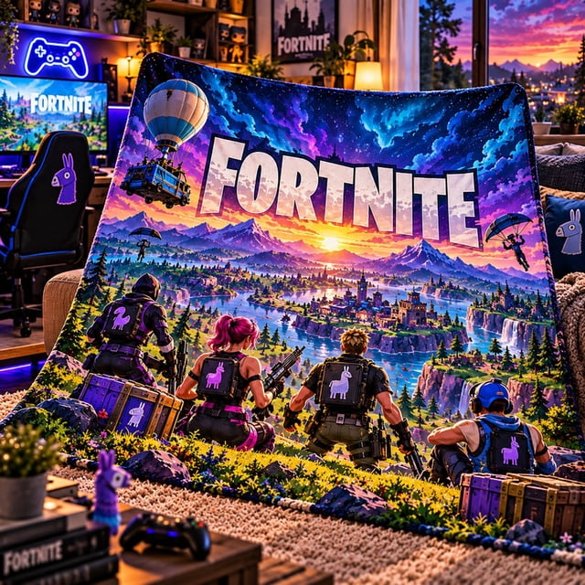 Fortnite Victory Royale Gaming Flannel Fleece Throw Blanket, Skins ...