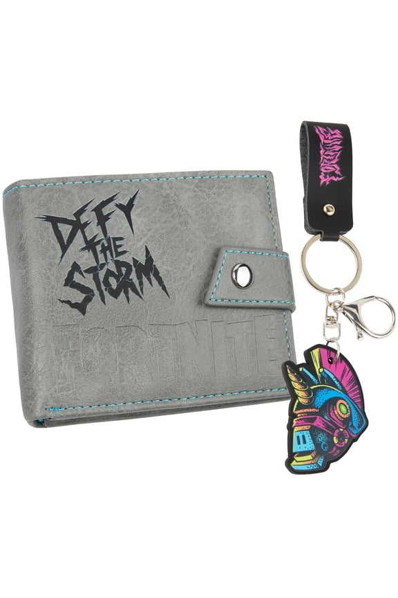 Wallet and Keyring Gift Set Boys Teens Gaming Accessories Grey