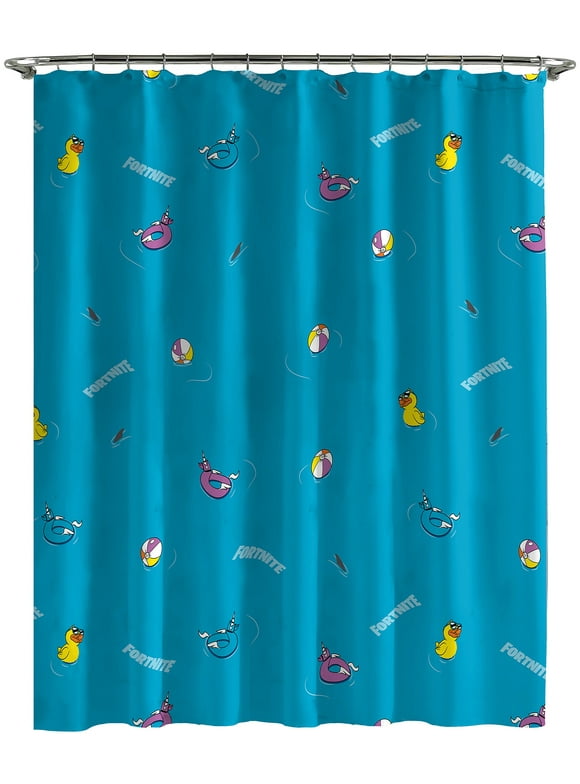 Fortnite Water Fun Kids 70"x72" Shower Curtain, 100% Microfiber, Blue