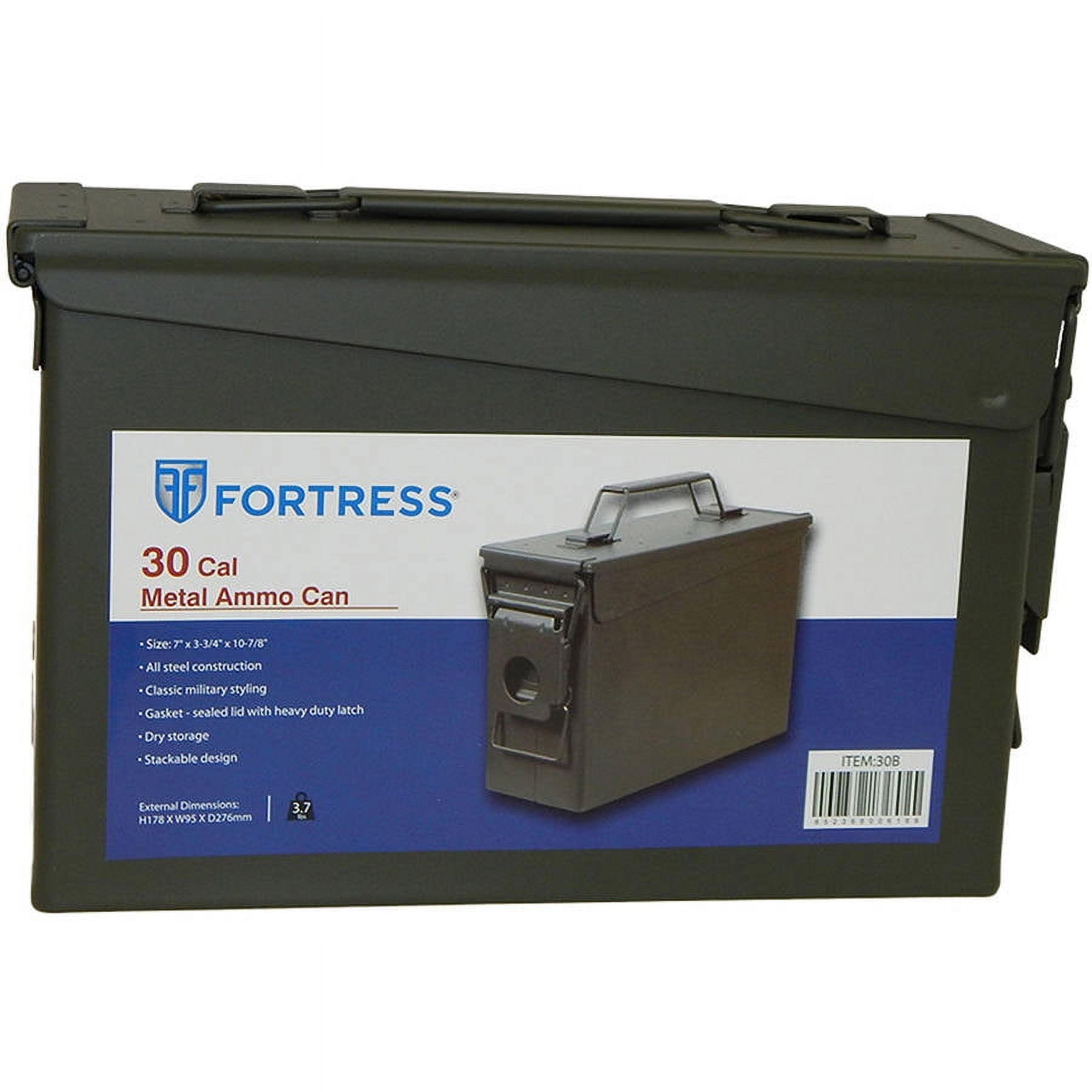 Fortress 30 Caliber Steel Ammo Can, Army Green, 30 Cal, Model 30AM