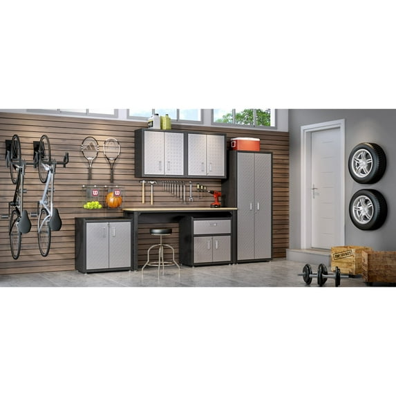 Manhattan Comfort Fortress 6 Piece Garage Work Bench Set in Gray
