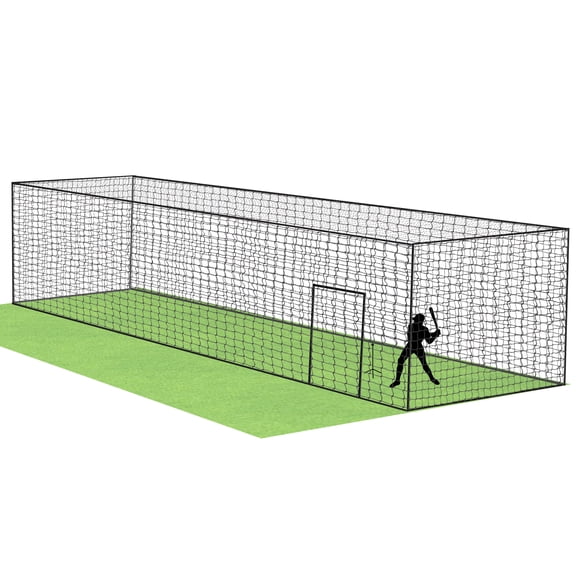 YEAHIBABY Yeahibaby Durable Batting Cage Net, Black Polyester Pe, Easy Entry Design, Spacious Practice Area