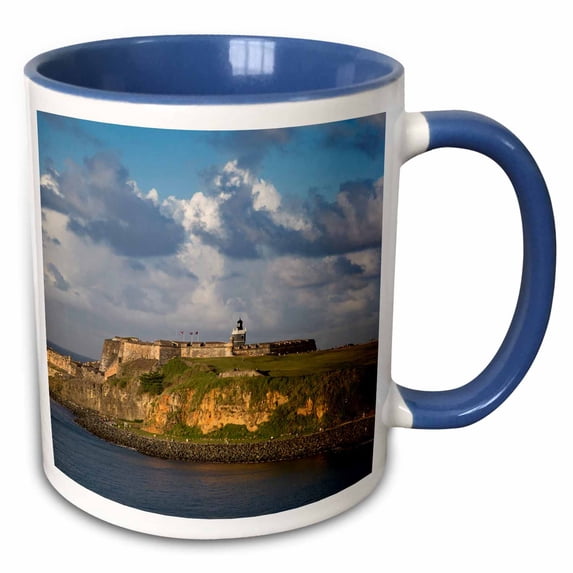 3drose, Fortress El Morro, Old Town, San Juan, Puerto Rico, 11oz Two-tone Blue Mug