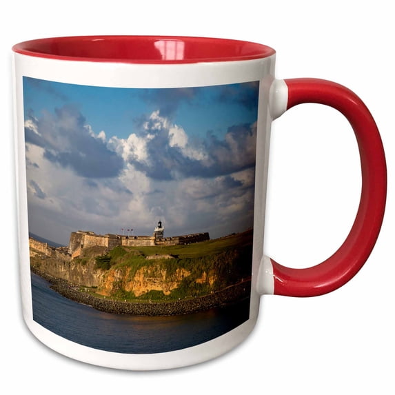 3drose, Fortress El Morro, Old Town, San Juan, Puerto Rico, 15oz Two-tone Red Mug