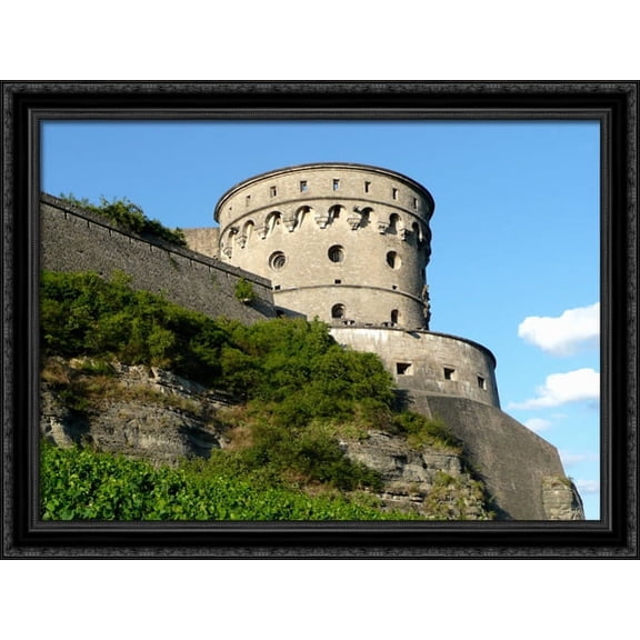 Fortress Marienberg in Wurzburg, Germany 38x28 Large Black Ornate Wood Framed Canvas Art