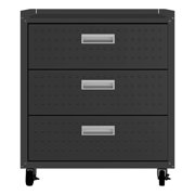 Fortress Textured Metal 31.5" Garage Mobile Chest with 3 Full Extension Drawers y