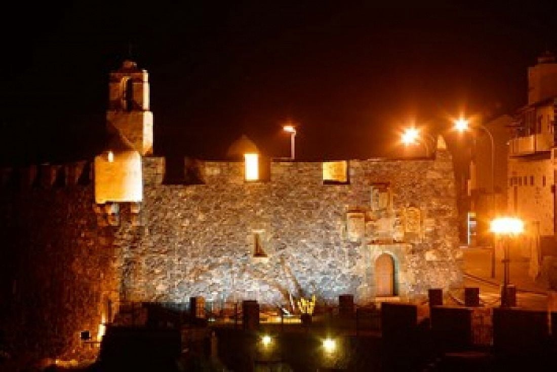 Fortress by Night Tenerife Canary Islands Spain Canvas Art - Russell Young DanitaDelimont (34 x 23)