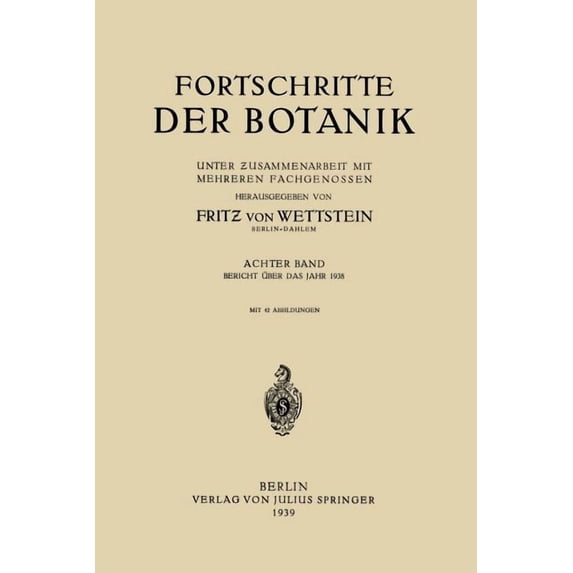 Fortschritte Der Botanik: Achter Band, (Paperback)