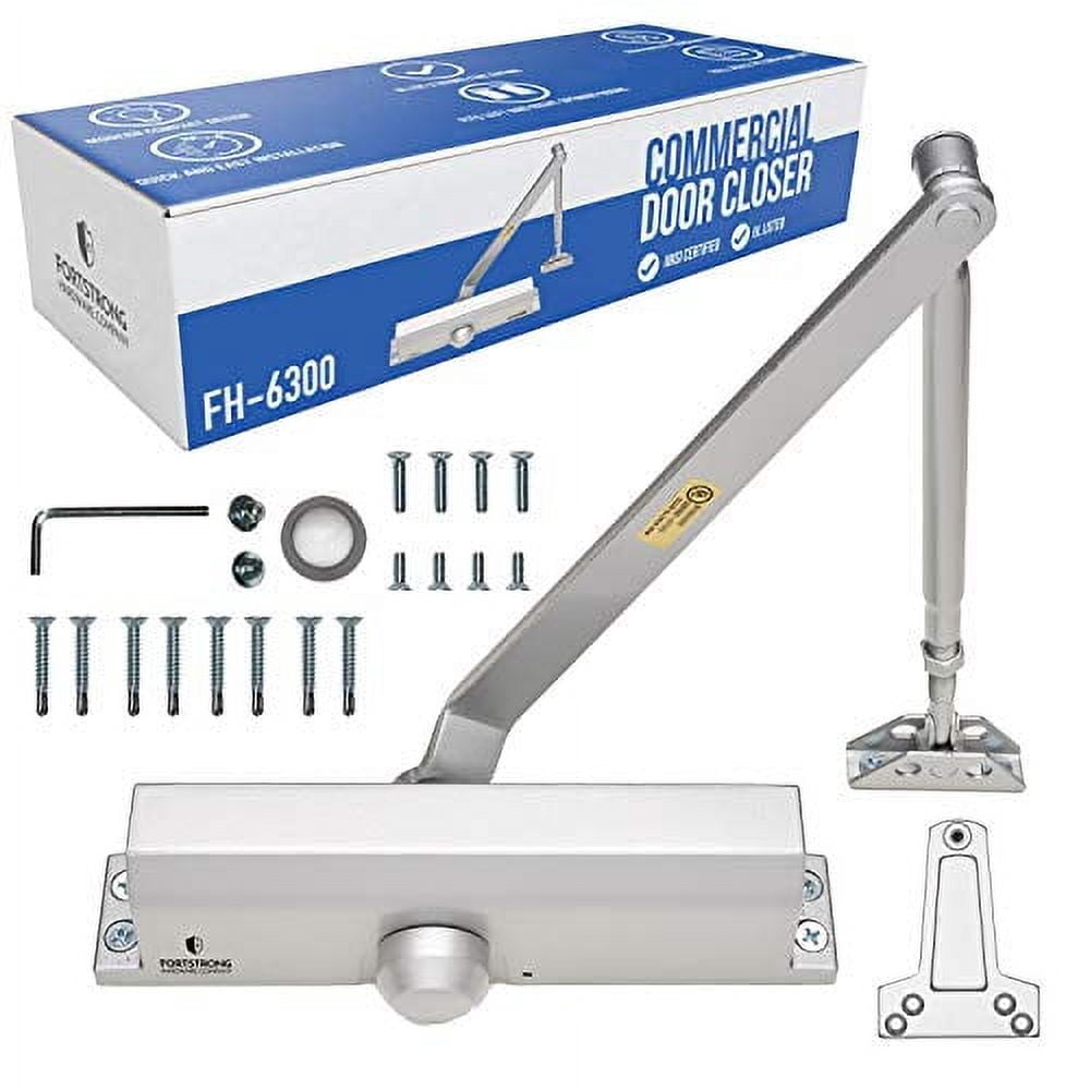 Fortstrong FS-6300 Lightweight Commercial Door Closer - Size 4 with Fitting Template - Home & Office Installation (Silver)