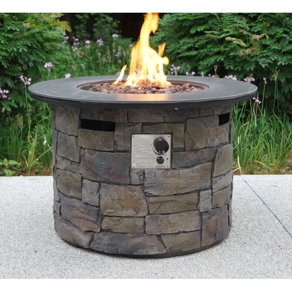 Fortuna 35" Stone Look Propane Gas Fire Pit