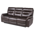 thumbnail image 1 of Fortuna Dark Brown Leather Power Recliner Sofa, 1 of 10