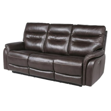 Fortuna Dark Brown Leather Power Recliner Sofa