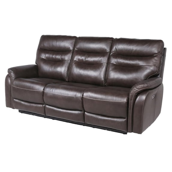 Fortuna Dark Brown Leather Power Recliner Sofa