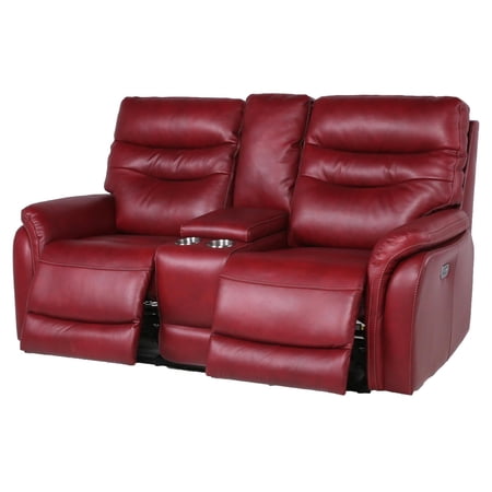 Fortuna Power Recliner Console Loveseat - Dark Red