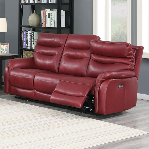 Red leather power reclining sofa best sale