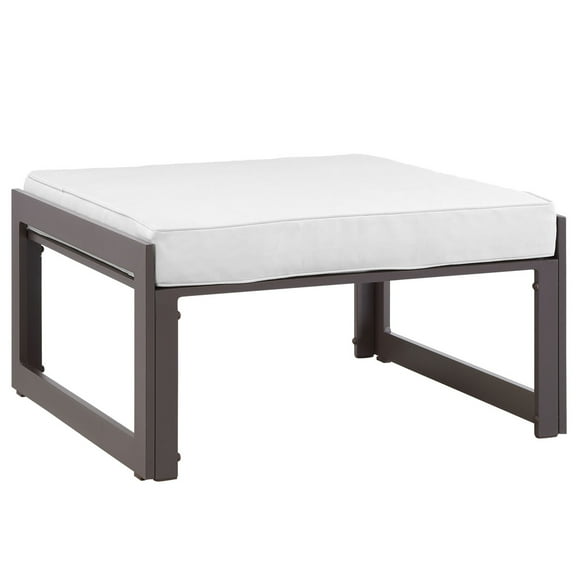 Fortuna Outdoor Patio Ottoman EEI-1521-BRN-WHI