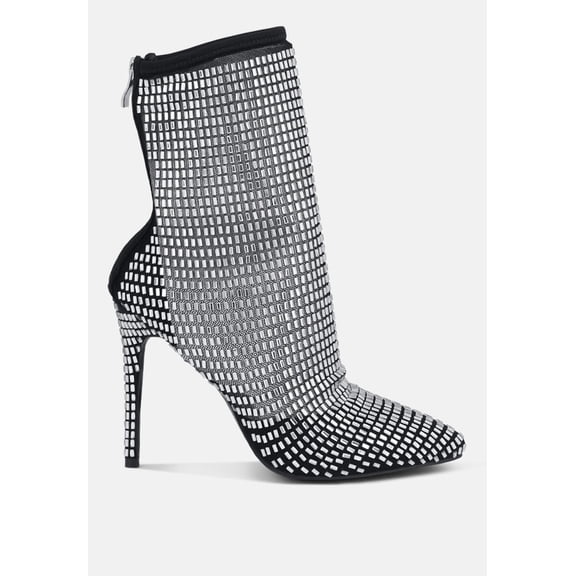 Fortunate Rhinestones Embellished Mesh Boots