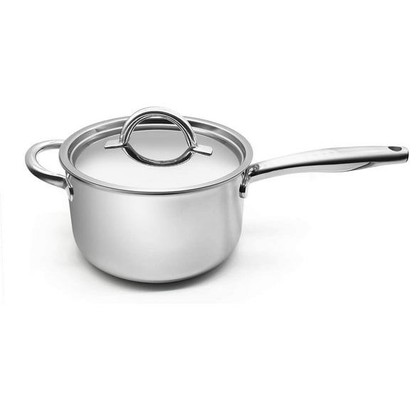 Fortune Candy 4 Quart Saucepan, 18/8 Stainless Steel Tri-Ply Cookware with Lid, Dishwasher Safe