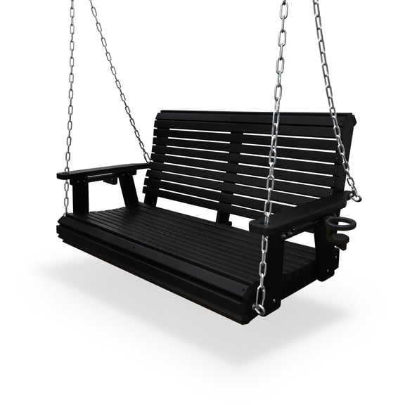 Fortune Candy HDPE Porch Swing with 18/8 Stainless Steel Bolts, Heavy Duty 1200 lbs, for Outdoor, Garden, Yard, Black