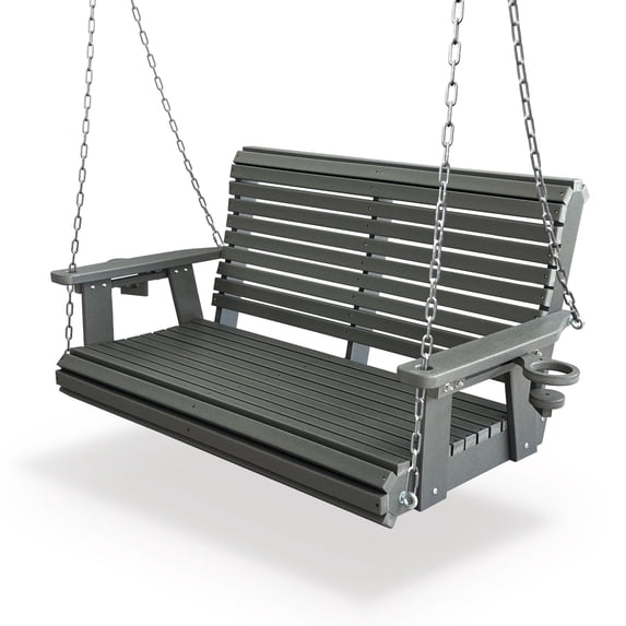 Fortune Candy HDPE Porch Swing with Stainless Steel Bolts, Heavy Duty 1200 lbs, for Outdoor, Gray