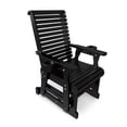 thumbnail image 1 of Fortune Candy Wood Patio Glider with Cup Holders and Deep Contoured Seat, for Outdoor, Black, 1 of 5