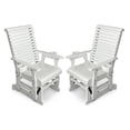 thumbnail image 1 of Fortune Candy Wood Patio Glider with Cup Holders and Deep Contoured Seat, for Outdoor, White, Set of 2, 1 of 8