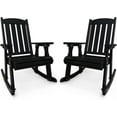 thumbnail image 1 of Fortune Candy Wooden Patio Rocking Chair with High Backrest and Deep Contoured Seat, Black, Set of 2, 1 of 9