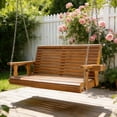 thumbnail image 1 of Fortune Candy Wooden Porch Swing 2-Seater, High Backrest and Deep Seat, Bench Swing with Cupholders, Hanging Chains and 7mm Springs, Heavy Duty 880 lbs, for Outdoor Patio Garden (Cedar Tone - 4 ft), 1 of 7