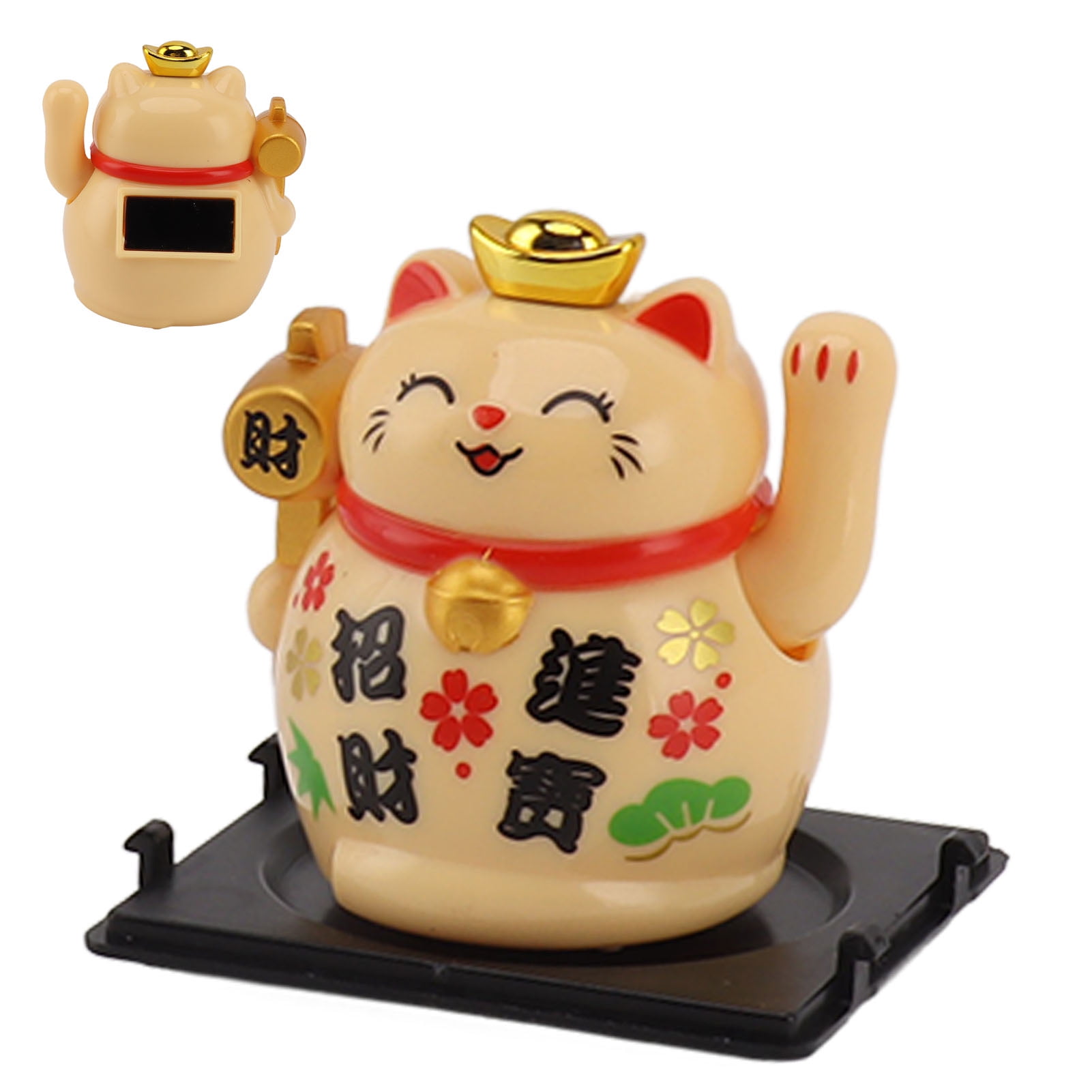 Fortune Cat Figurine, Plastic, Solar Powered Waving Arm For Luck ...