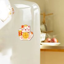 Fortune Cat & Wealth God Rotating Fridge Magnets, Chinese Traditional Auspicious Pattern Refrigerator Magnets, Spinning Lucky Charm Magnetic Decor for Kitchen Office, Oriental Cultural Gift Set