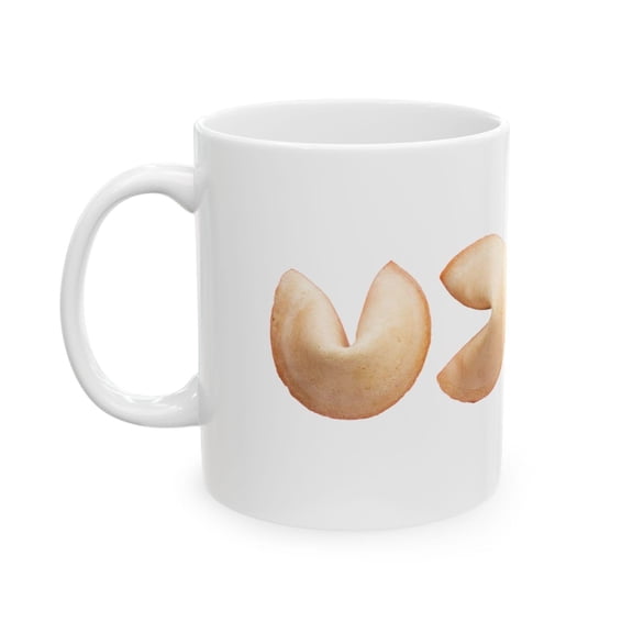 Fortune Cookie Photo Mug White Ceramic Coffee Cup, Foodie Gift