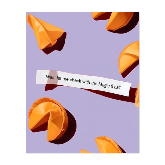 Fortune Cookie & The Magic 8 ball - India Typography Quote Humor Modern Art Pop Art Pastel Unframed Wall Art Print 6 x 8 inches