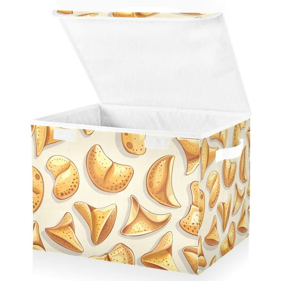 Fortune Cookies Storage Basket for Shelves Foldable Container Organizer for Organizing Toys Clothes Books with Handles