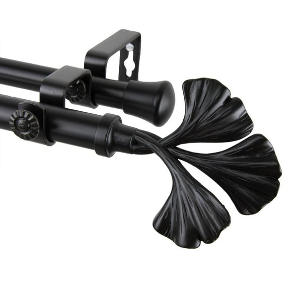 Fortune Double Curtain Rod 120-170 inch - Black