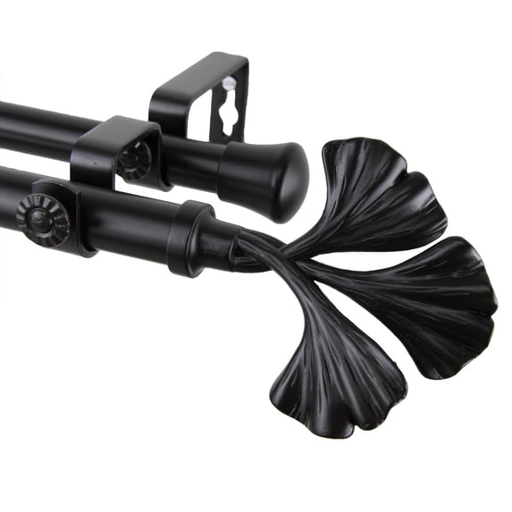 Fortune Double Curtain Rod 66-120 inch - Black