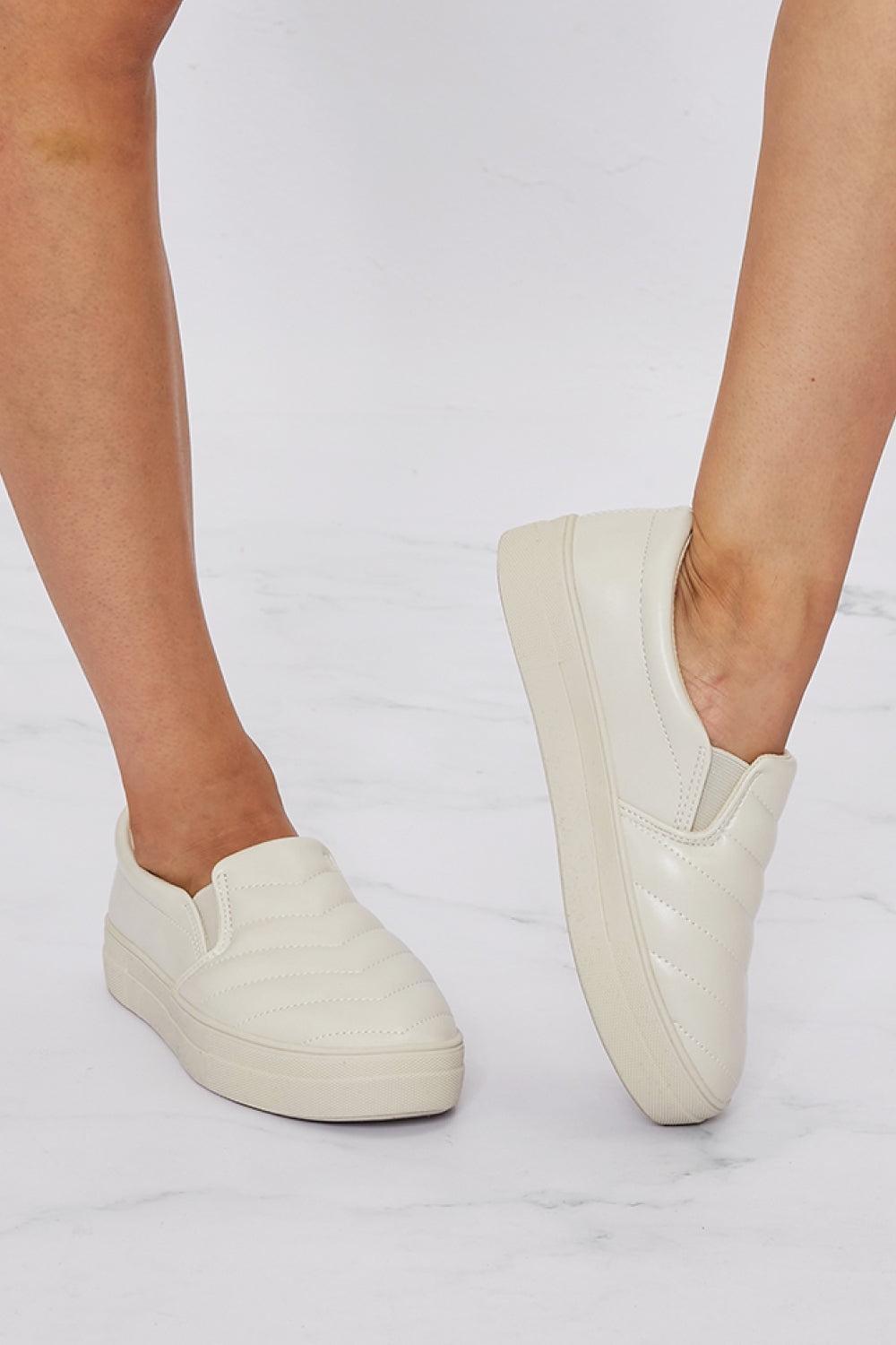 Quilted Flat Slip On Sneakers | boohoo