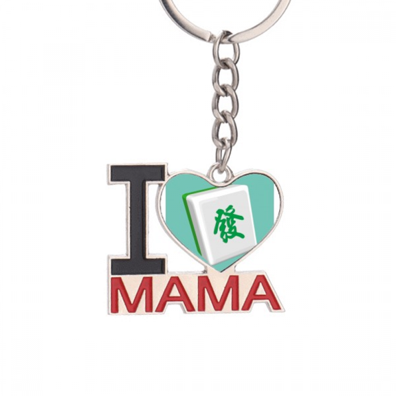Fortune Mahjong Chinese Characters Keychain Metal Keyring Holder Love MAMA Mother