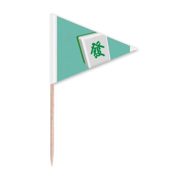 Fortune Mahjong Chinese Characters Toothpick Triangle Cupcake Toppers Flag