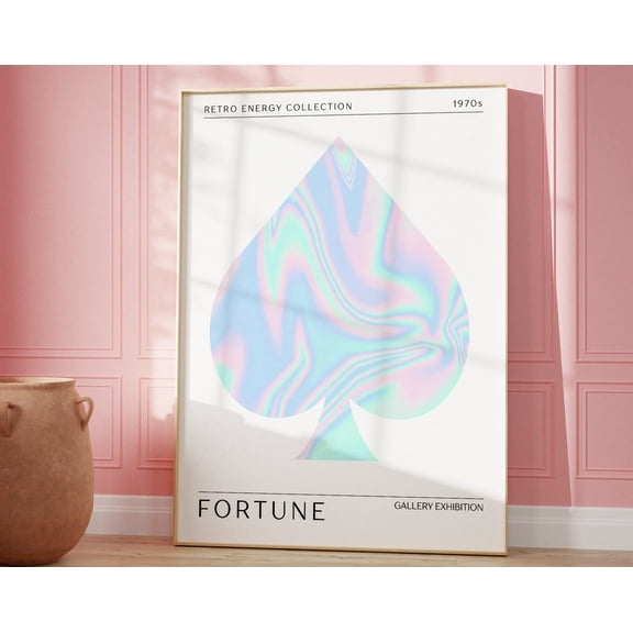 Fortune Retro Energy Print, Modern Gradient Art, Holographic Dorm Decor, Aesthetic Room Decor, Wall Art Wall Art, Modern Wall Decor, 12x18 UNFRAMED