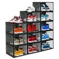 thumbnail image 1 of Fortune Stackable Transparent Shoe Cabinets, Black, 12 Packs, 1 of 10