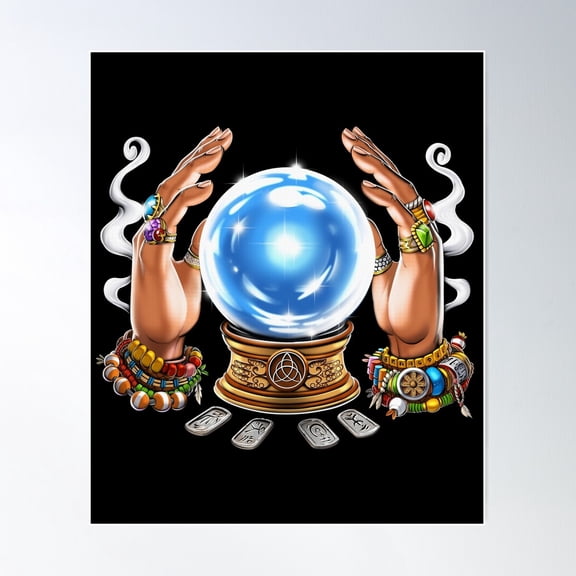 Fortune Teller Crystal Ball Poster Wall Art, Modern Wall Decor For Living Room Bedroom, 24x36 UNFRAMED
