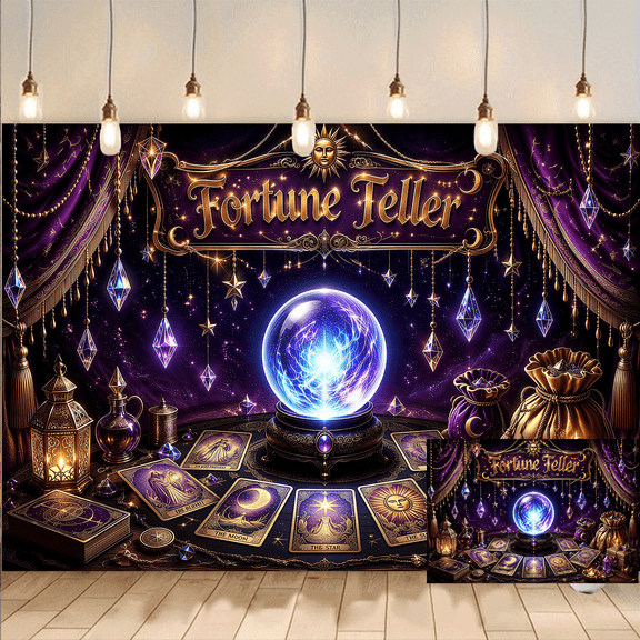 Fortune Teller Theme Party Backdrop Purple Magic Background Photo Banner