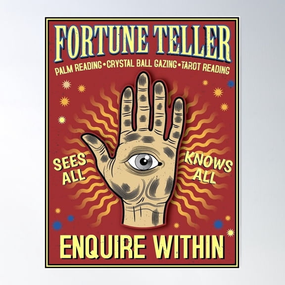 Fortune Teller : Vintage Psychic Readings Advertising Print Poster Wall Art, Modern Wall Decor For Living Room Bedroom, 8x12 UNFRAMED