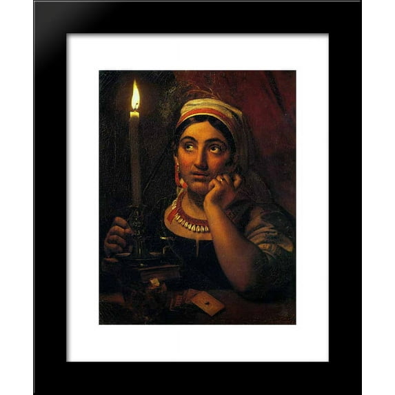 Fortune-teller with a candle 20x24 Framed Art Print by Orest Kiprensky